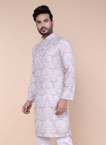Men’s Mosaic Print Cotton Kurta