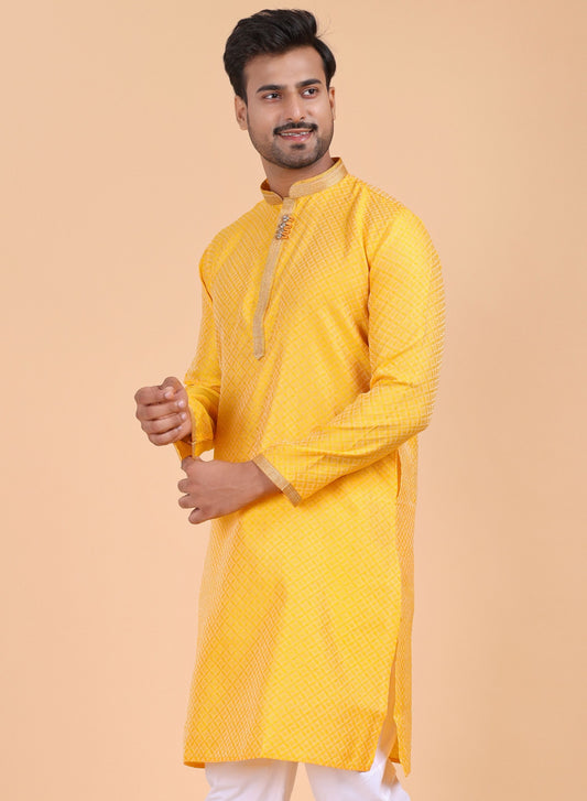 Men’s Yellow Cotton Ethnic Kurta