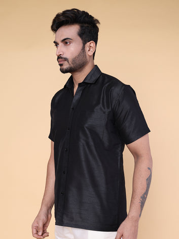 Men’s Black Silk Blend Shirt