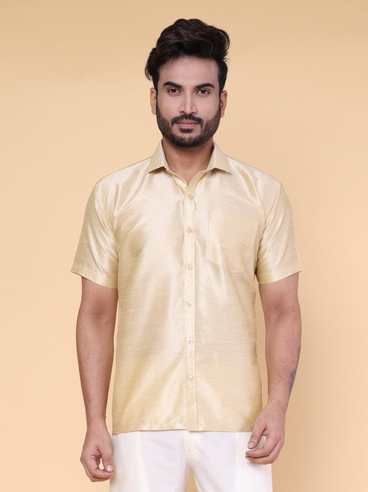 Men’s Gold Silk Blend Shirt