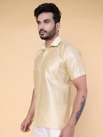 Men’s Gold Silk Blend Shirt