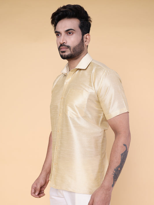 Men’s Gold Silk Blend Shirt
