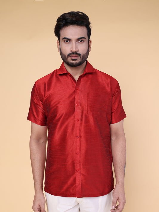 Men’s Maroon Silk Blend Shirt