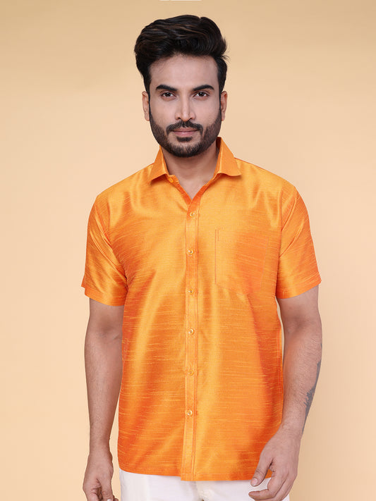 Men’s Orange Silk Blend Shirt