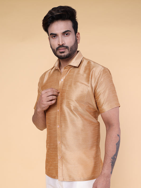 Men’s Rose Gold Silk Blend Shirt