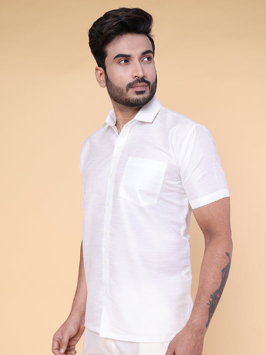 Men’s White Silk Blend Shirt