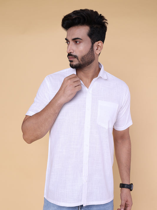 Men’s White Silk Blend Shirt