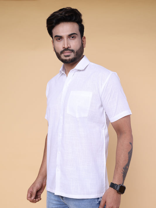 Men’s White Silk Blend Shirt