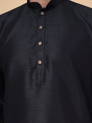 Men's Black Silk Blend Kurta