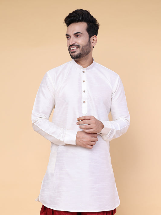 Men's Cream Silk Blend Kurta