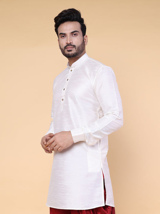 Men's Cream Silk Blend Kurta